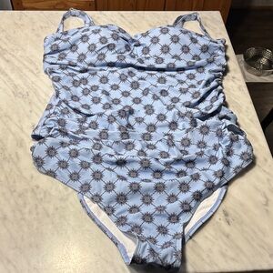 Nicole Miller Light Blue and Gray Patterned Bikini